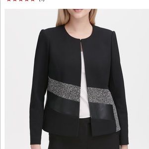 Colarless Mixed Media Jacket